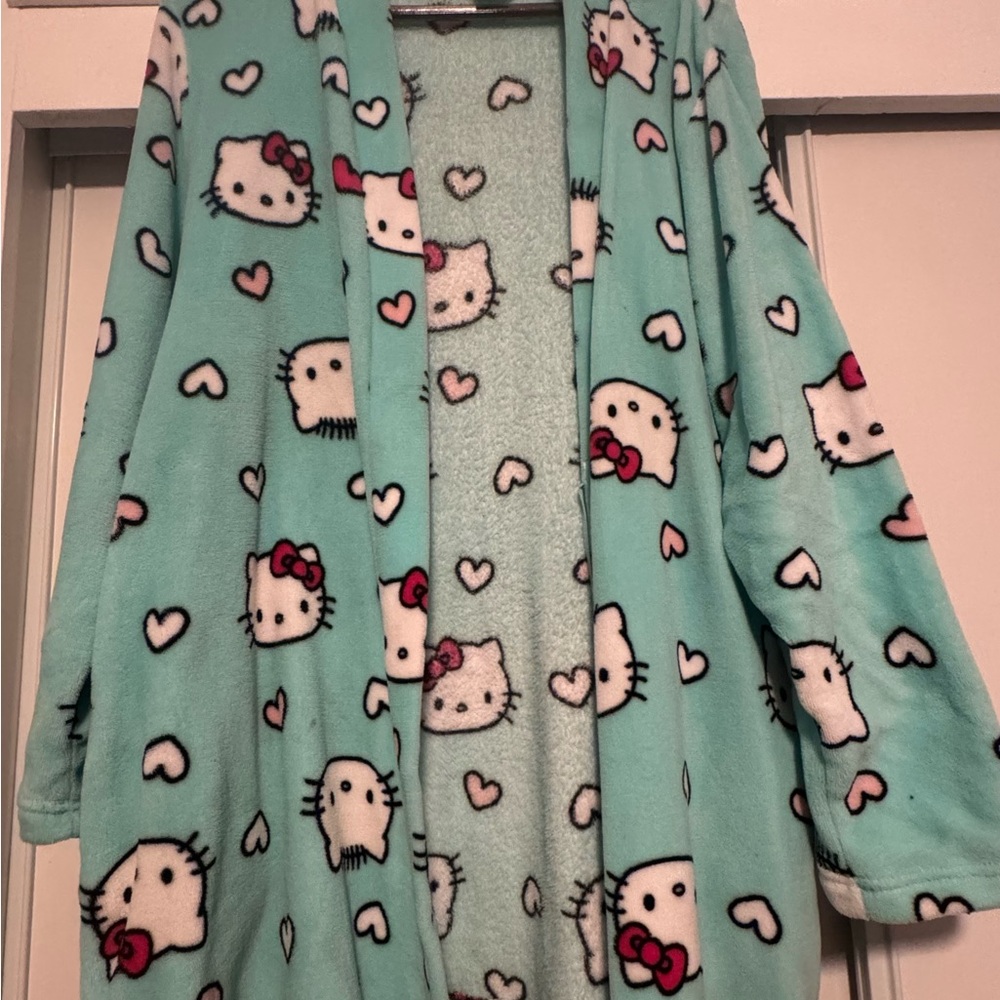 Hello Kitty Teal Robe with Pink Hearts
